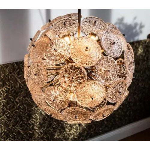 Chrome and Crystal Glass Flower-Bucket Starburst Ballroom Pendant Light, Germany, 1960s For Sale - Image 6 of 11