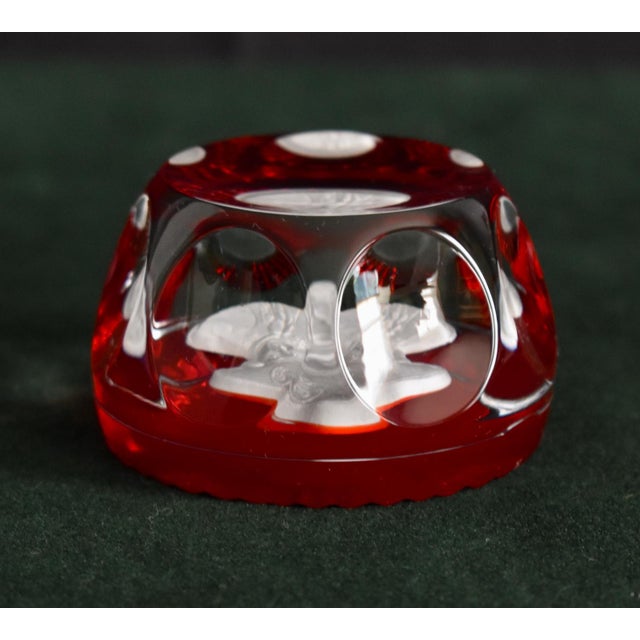 Cristal D’Albret Crystal Paperweight Vintage John Paul Jones Cameo France For Sale - Image 12 of 12