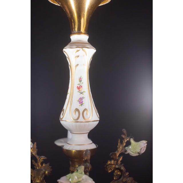Vintage Ceramic and Brass Chandelier, 1960s For Sale - Image 11 of 12