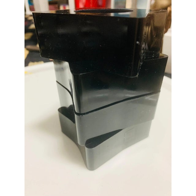 Art Deco Vintage 80s Napkin Rings Chunky Black Lacquer Mod Set of 4 Four For Sale - Image 3 of 6