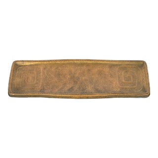 Tiffany Studios New York Art Deco 'Greek Key' Bronze Doré Pen Tray Desk Accessory For Sale