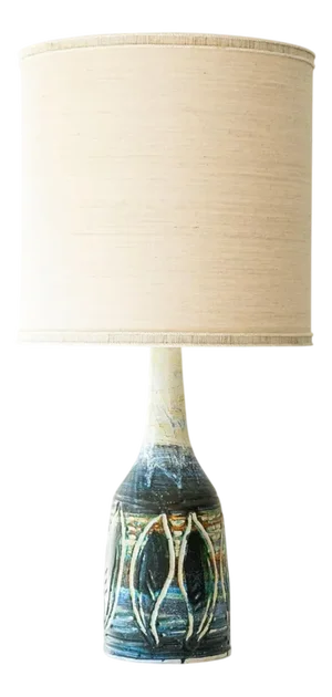 Large Blue Green Ceramic Table Lamp by R. Houben, 1970