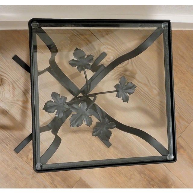 1960s MCM John Salterini Style Wrought Iron Ivy Leaf Side Tables, Pair, Indoor/Outdoor Plant Stands For Sale - Image 9 of 9