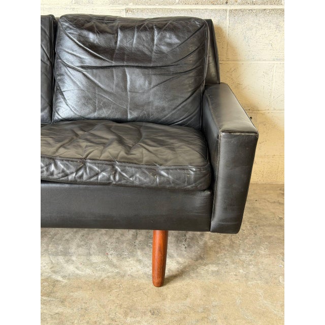Black Leather Loveseat Mid-Century Modern 1960s For Sale - Image 9 of 11