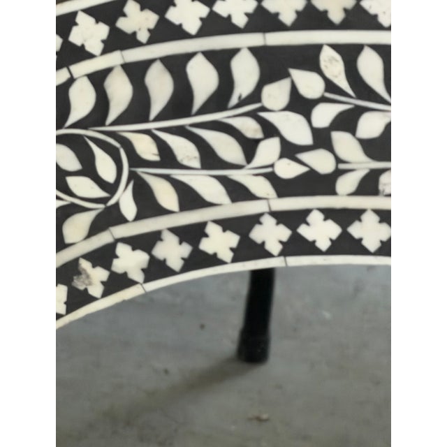 Aditya Handicrafts 32.75” Black & White Bone Inlay Floral Round Mirror, India, 2021 For Sale - Image 11 of 12