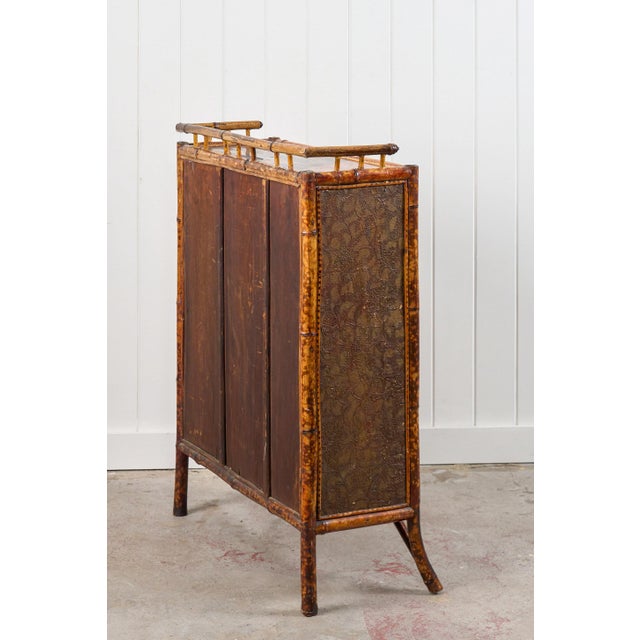 Wood Antique Victorian Tiger Bamboo Glazed Bookcase Cabinet (C. 1870) For Sale - Image 7 of 15