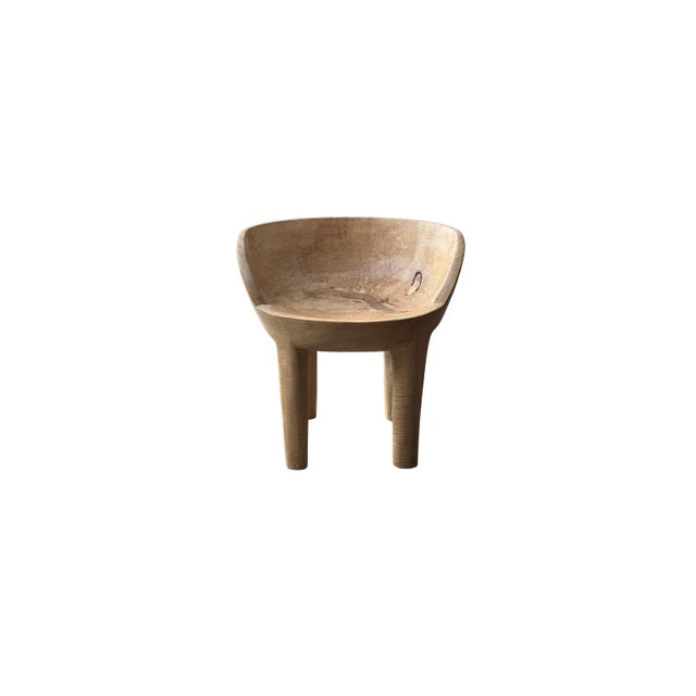 2020s Sculptural Solid Mango Wood Chair Hand-Carved Modern Organi For Sale - Image 5 of 5