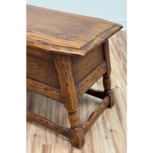 Vintage Craftsman Style Federal Solid Oak Table For Sale - Image 10 of 11