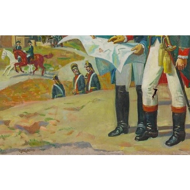 Civil War Napoleon Oil Painting, Antique Soviet Art, Ukrainian Artist 120-200 For Sale - Image 4 of 6