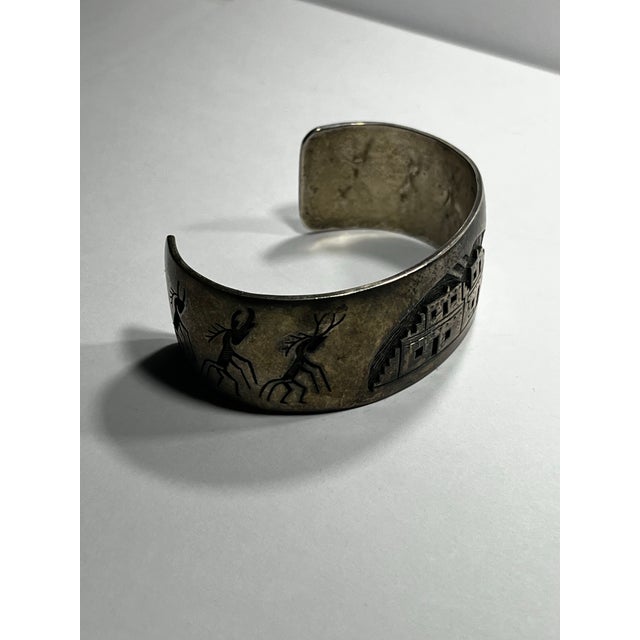 Rare Victor Coochwytewa Vintage Hopi Silver Overlay Cuff For Sale In South Bend - Image 6 of 7