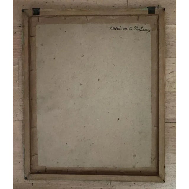 Paper Armand Cacheux, Retour de baignade à la plage, Watercolor and Crayon on Paper, Framed For Sale - Image 7 of 9