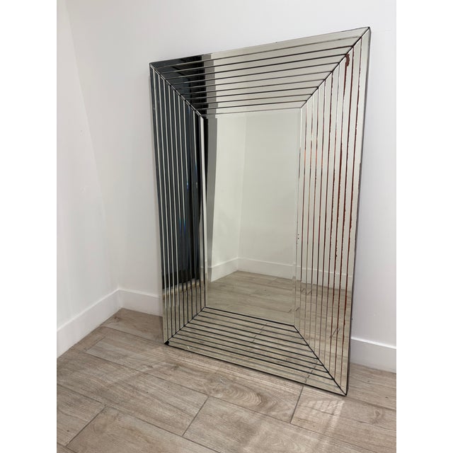 Silver Monumental Art Deco Style Mirror For Sale - Image 8 of 8