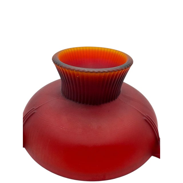 Red 1930s Depression Period Red Frosted Glass Footed Ashtray For Sale - Image 8 of 8