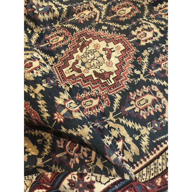 Textile 19th-Century Dark Blue & White Boteh and Birds Caucasus Runner Rug, 1890s For Sale - Image 7 of 17