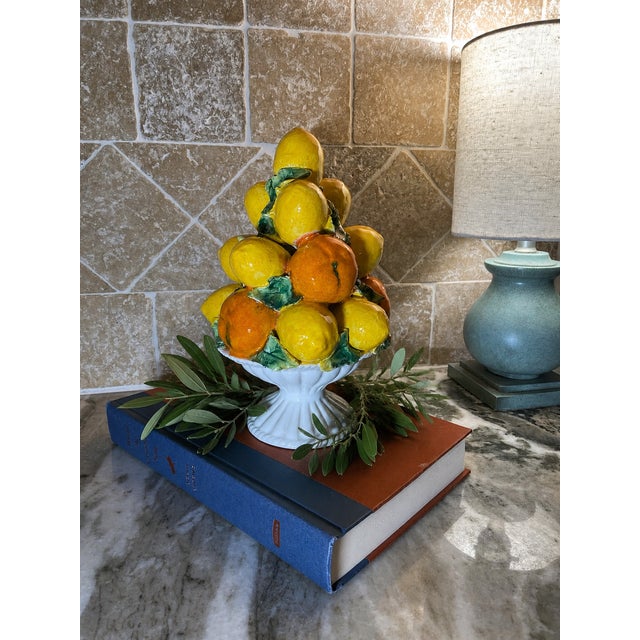 Mid 20th Century Petite Italian Lemons and Oranges Ceramic Topiary For Sale - Image 16 of 16