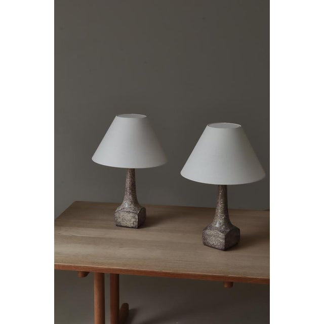 Art Deco Stoneware Table Lamps attributed to Michael Andersen & Sons, Denmark, 1940s, Set of 2 For Sale - Image 17 of 18