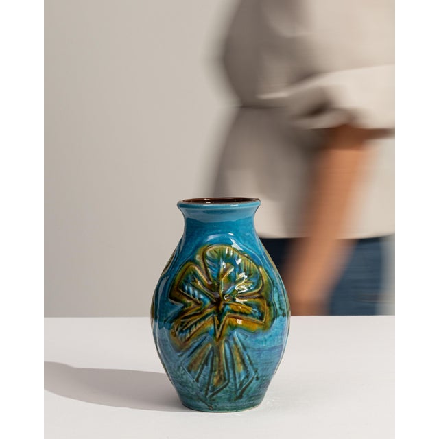 1960s Germany Blue Ceramic Vase For Sale - Image 9 of 18