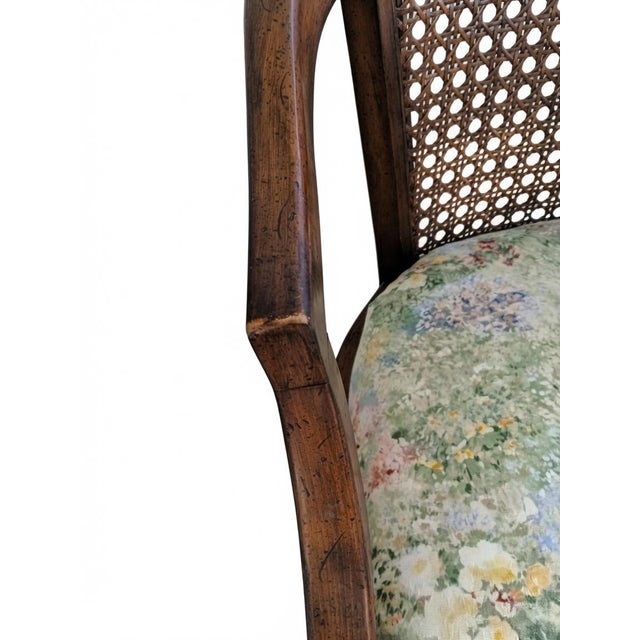 Mid 20th Century Vintage Traditional Cane Barrel Back Accent Armchair For Sale - Image 5 of 12