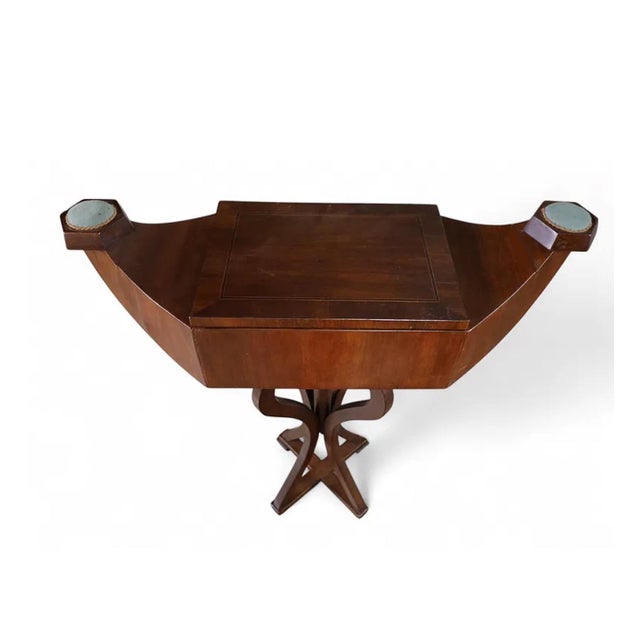 Antique 19c Gondola Form Sewing Box Work Table.