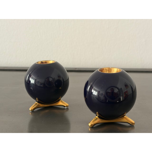 Cobalt Candlesticks from Lindner Kueps Bavaria, Germany, 1950s, Set of 2 For Sale - Image 4 of 13