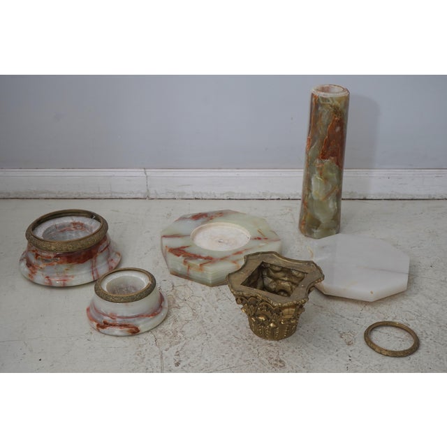 French Empire Onyx Marble Bronze Trim Pedestal For Sale - Image 12 of 12