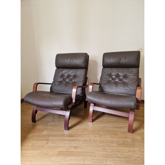 Black Vintage Scandinavian Lounge Chairs from Meblo, Yugoslavia, 1970s, Set of 2 For Sale - Image 8 of 18