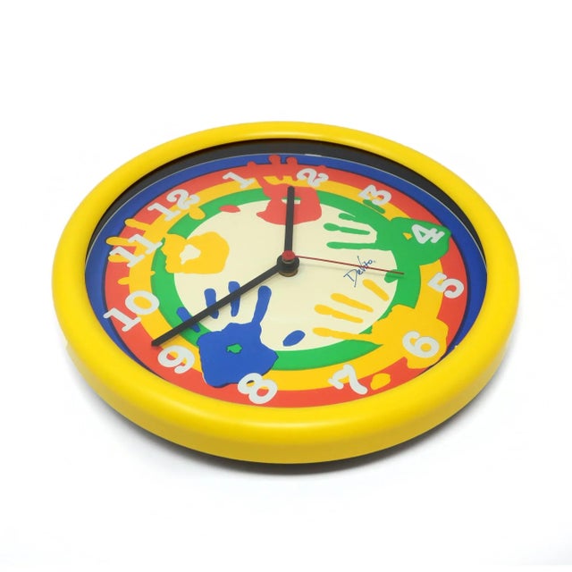 Postmodern 1980s Colorful Handprint Wall Clock by Devito For Sale - Image 3 of 6