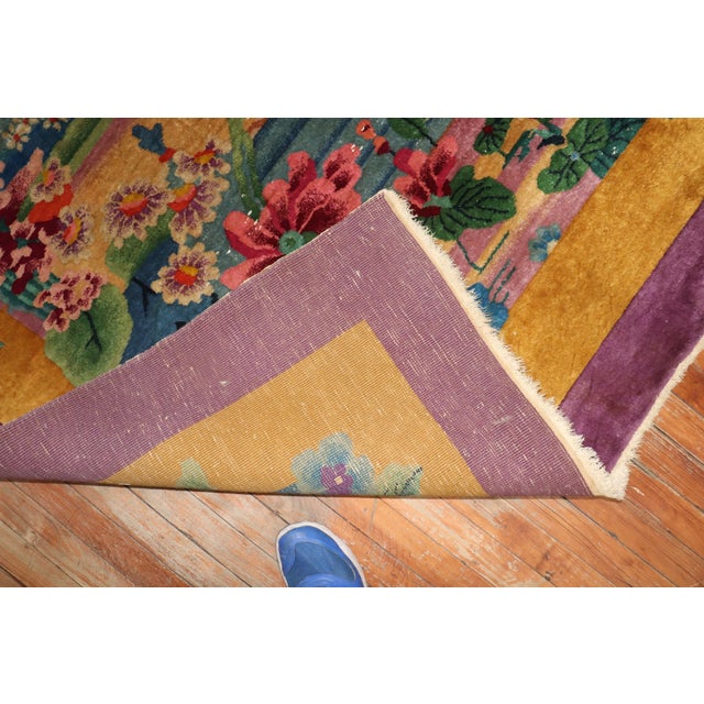 Antique Chinese Art Deco Carpet - 9' x 11'9" For Sale - Image 12 of 12