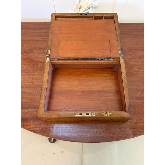 Antique Victorian Figured Walnut Writing Slope, 1860 For Sale - Image 3 of 11