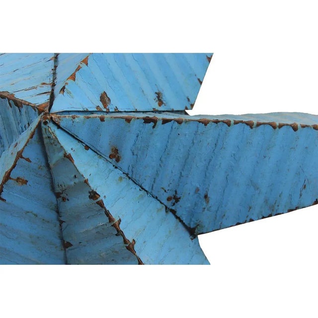 1950s 1950s Blue Rustic Oversized Metal Star For Sale - Image 5 of 7