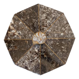 Stone and Fossilized Ammonite Trivet For Sale