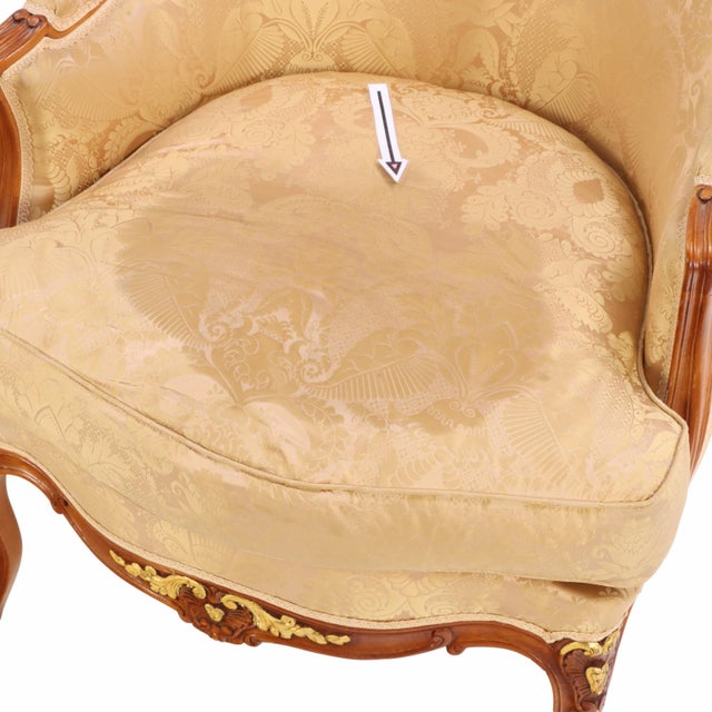 Wood Pair of French Louis XV Style Bergere Chairs, C. 1940. For Sale - Image 7 of 8