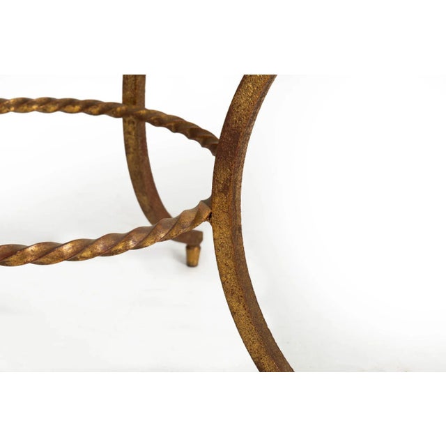 French Modernist Gilded Wrought-Iron & Glass Coffee Accent Table Ca. 1950s For Sale - Image 12 of 12