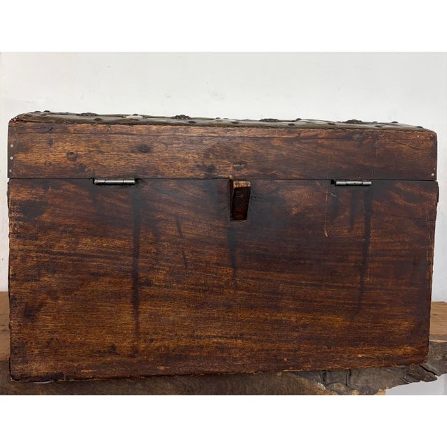 Brown Antique Anglo-Indian Wood and Brass-Bound Trunk, 19th Century For Sale - Image 8 of 15