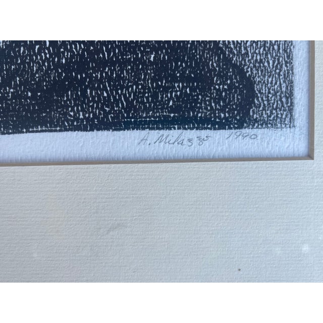 Workaday Handmade Vintage Expressionist Engraving Print Hand Signed by Artist A. Milazzi For Sale - Image 4 of 6