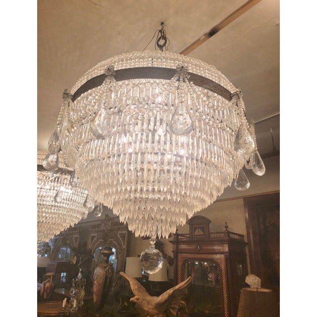 Transparent Pair of Vintage Wedding Cake Chandelier For Sale - Image 8 of 10