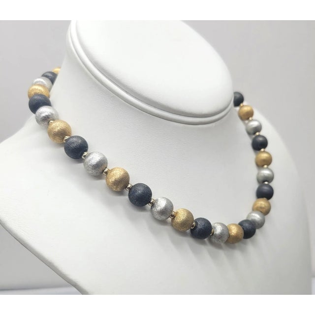 1960s Vintage Signed Napier Tri-Tone Beaded Necklace, C 1967 For Sale - Image 5 of 7