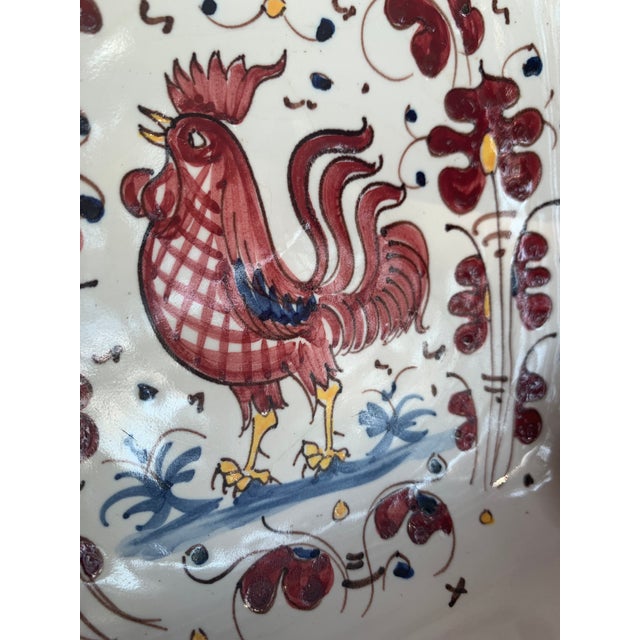 1970’s Deruta Vintage Hand Painted Rooster Decorative Bowl, Ashtray, Vide Poche For Sale - Image 9 of 12