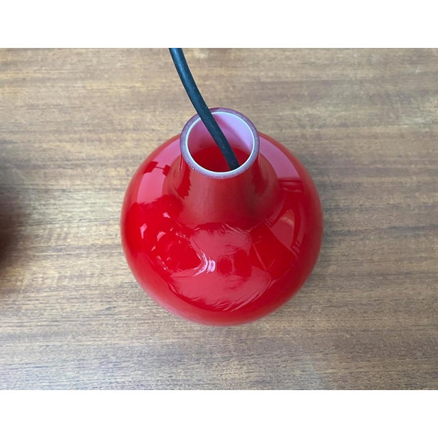 Mid-Century German Red Glass Pendant Lamps from Peill & Putzler, 1960s, Set of 2 For Sale - Image 6 of 18