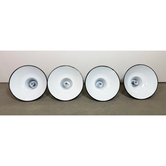 Mid-Century Modern Industrial Black Enamel Pendant Lamps from Elektrosvit, 1960s, Set of 4 For Sale - Image 3 of 18