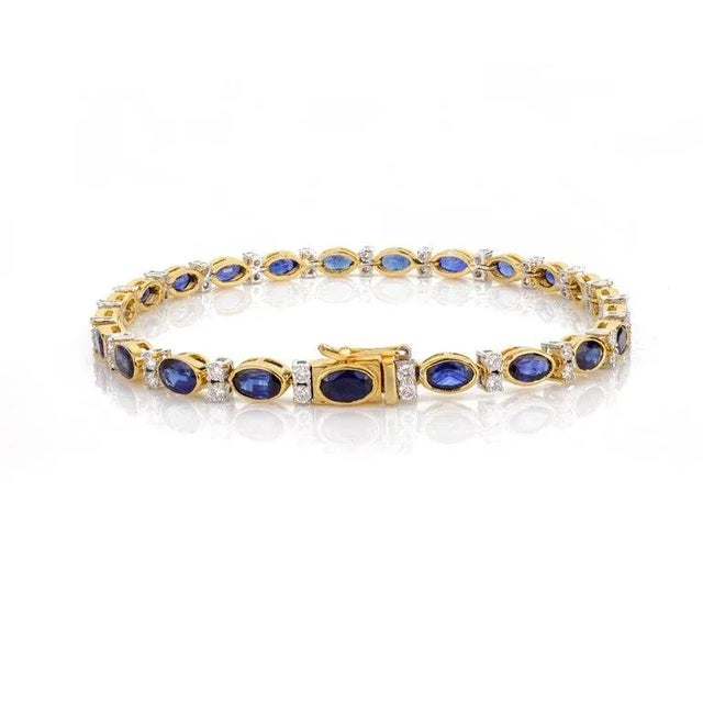 Not Yet Made - Made To Order 18k Solid Gold Contemporary 6.91ct Sapphire Bracelet With Diamonds by VRJewels For Sale - Image 5 of 12
