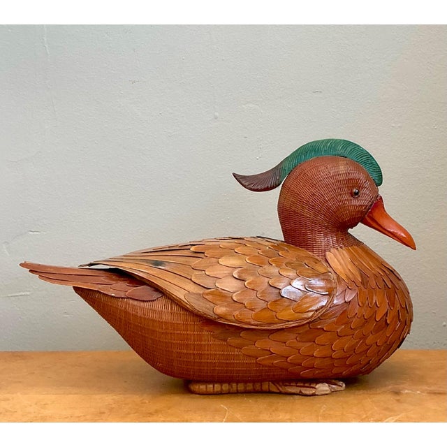 Vintage Shanghai Weave Woven Lidded Duck For Sale In West Palm - Image 6 of 15