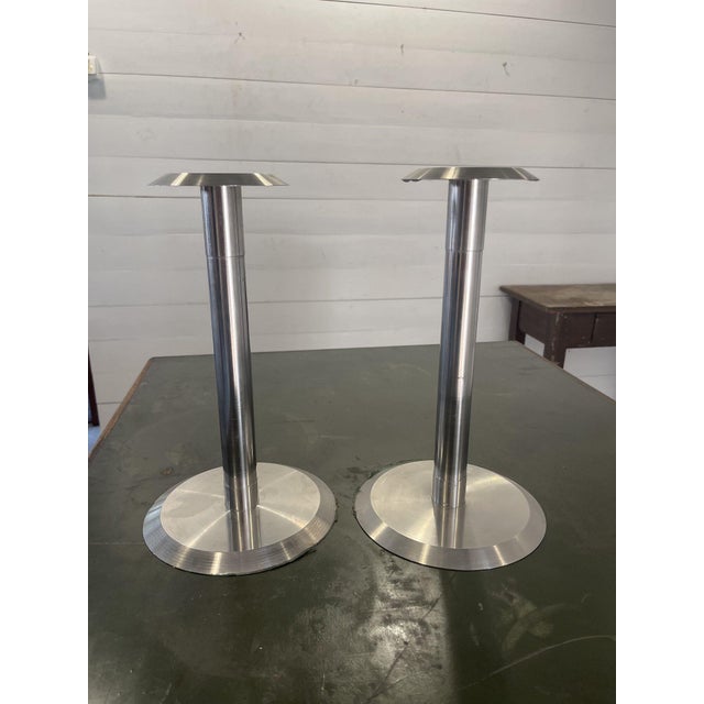 Vintage Candleholders in Stainless Steel, Set of 2 For Sale - Image 5 of 6