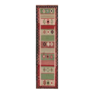 Vintage Persian Kilim Runner in Polychromatic Geometric Patterns by Rug & Kilim