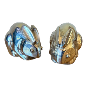 Restoration Hardware Silver Plated Bunnies, a Pair