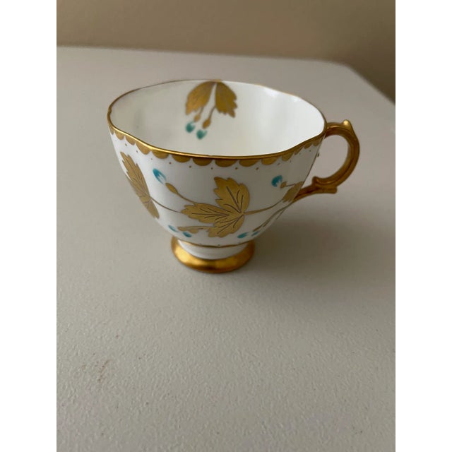1940s Vintage Royal Stuart Gold/Teal Teacup, Saucer & Side Plate - Set of 3 For Sale - Image 4 of 6