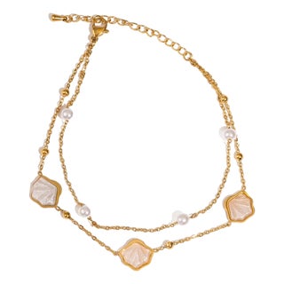 Pearl Seashell Dreams Gold Anklet For Sale