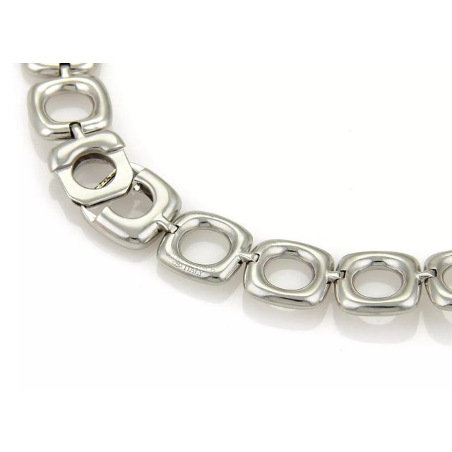 1990s Tiffany & Co. Pave Diamond Ceramic 18k White Gold Fancy Link Necklace For Sale - Image 5 of 5