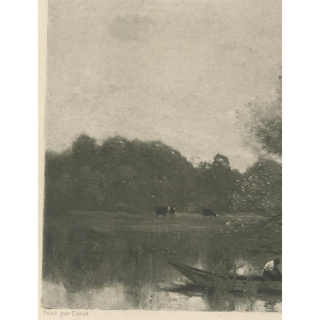 After Corot, River Landscape with Boatman and Cows, 1880, Etching For Sale - Image 4 of 9