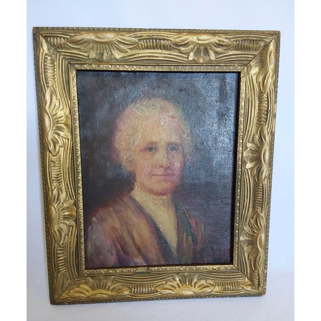 Antique Oil Painting, Portrait of a Lady With White Hair, Carved Frame For Sale - Image 6 of 6